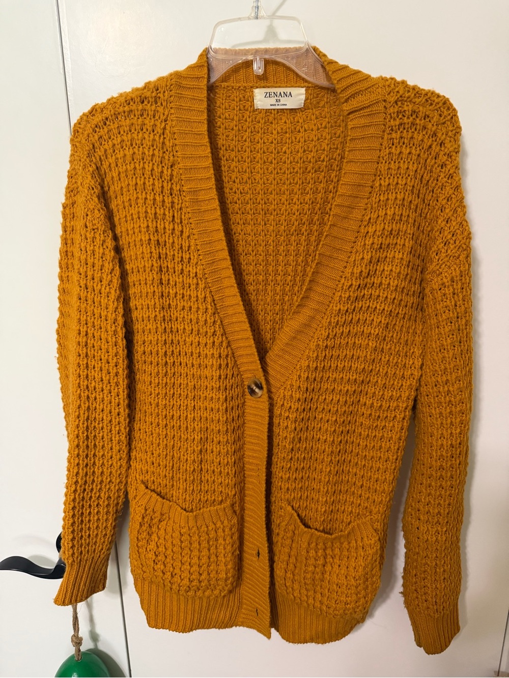 Zenana Mustard Yellow Chunky Knit Cardigan size XS